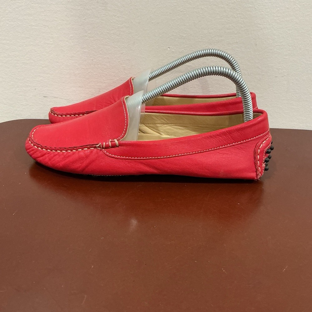 Paolo Bentini Womens Italian Red Leather Driving Loafers Size 40 Or 9.5 Luxury